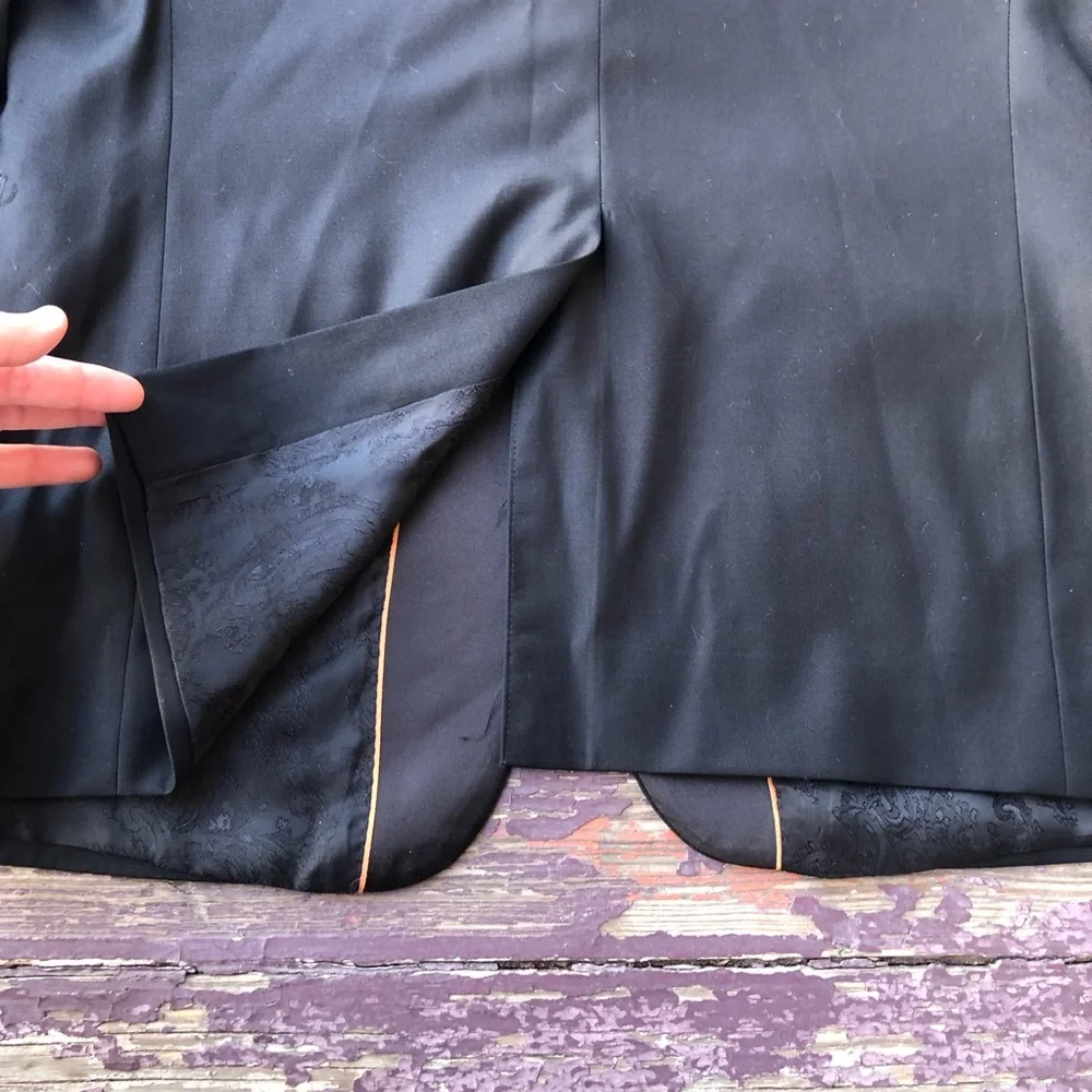 Paul Betenly Rocco Tuxedo Jacket Black 100% Wool Super 120s 38S